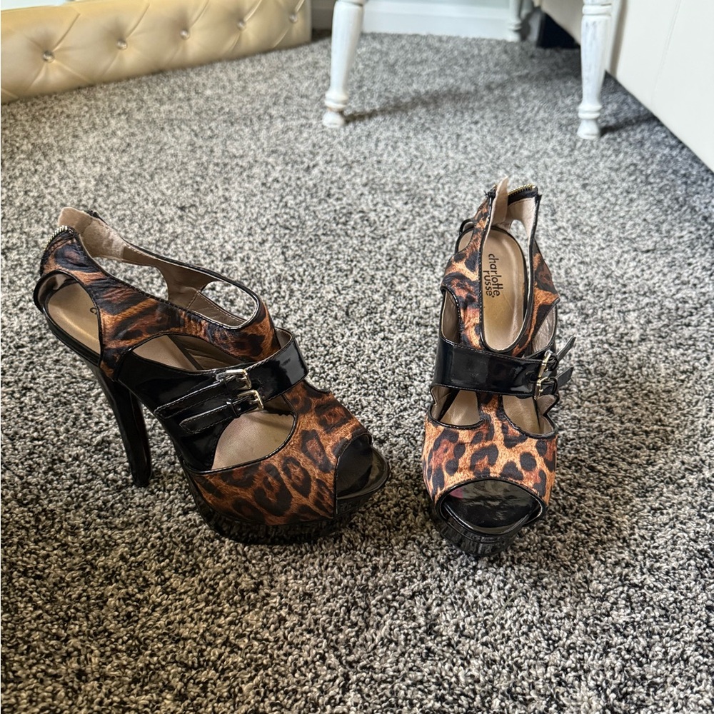 Leopard Print Peep-Toe Heels